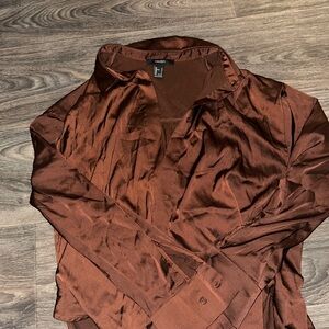 Elegant Brown Satin Blouse